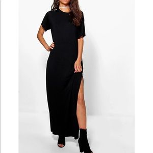 BooHoo Black Side Split Maxi Dress